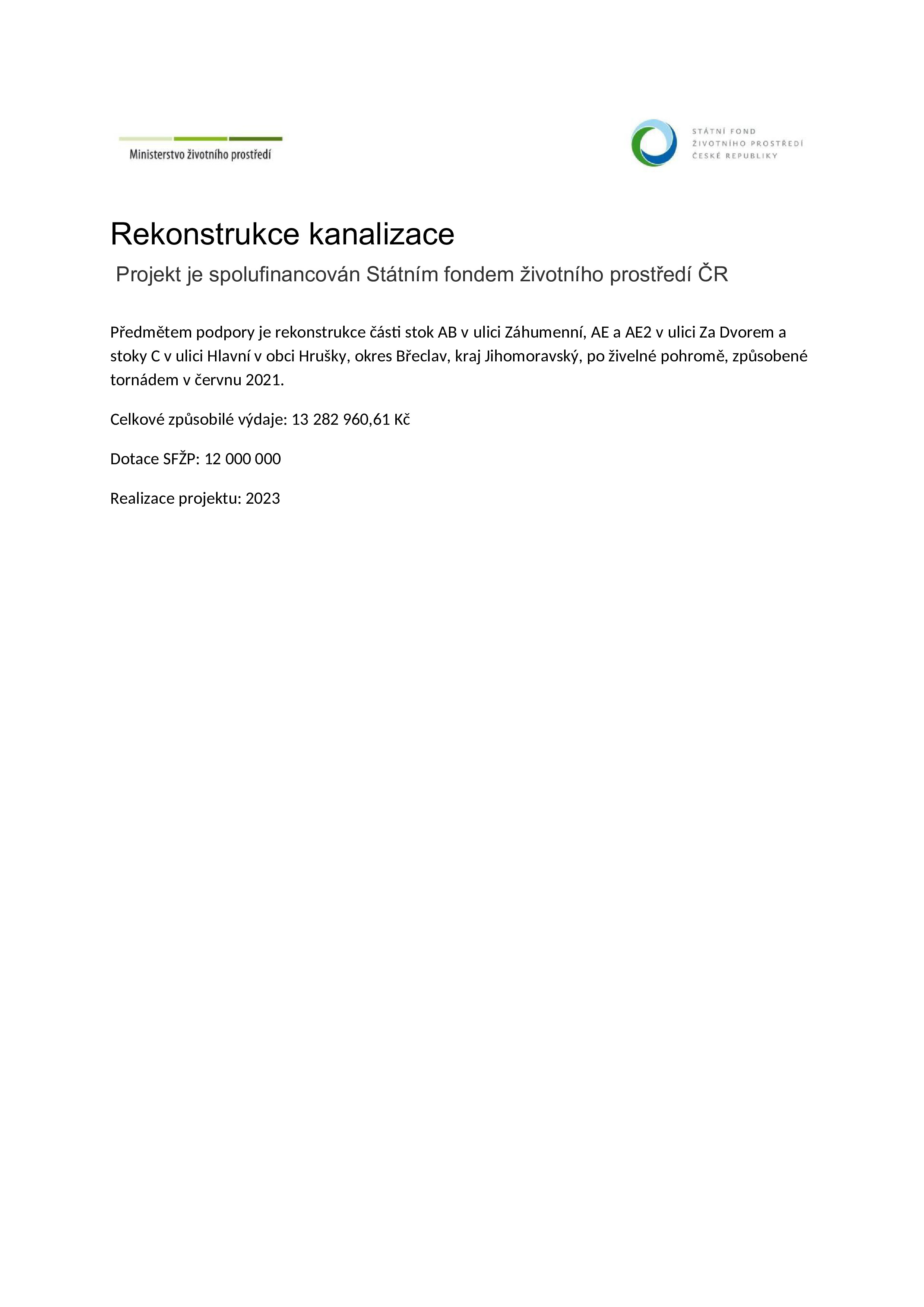 Rekonstrukce kanalizace